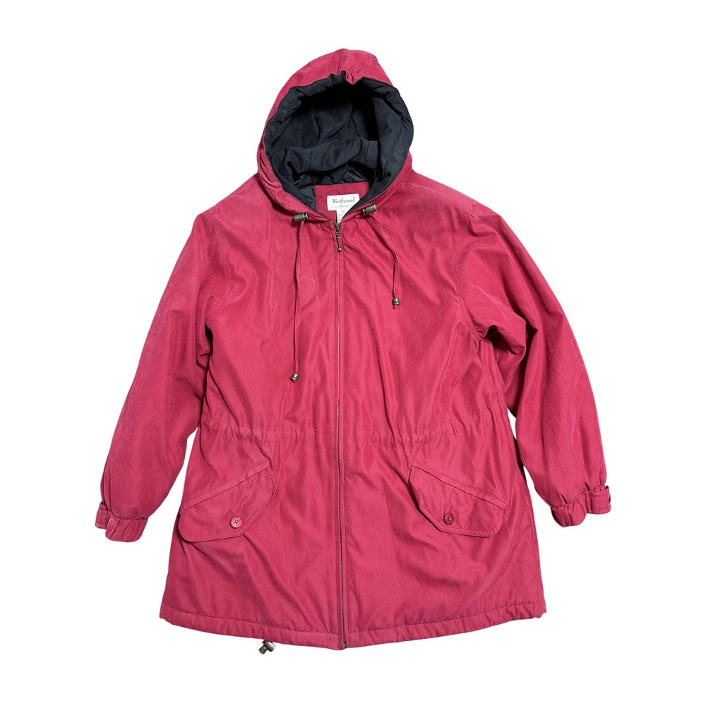 Westbound Jacket Womens Petite Medium Red Hooded Quilted Parka Coat Warm Lined